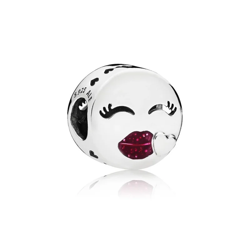 (image for) PANDORA Kiss Charm, Cerise Glitter Enamel - 796561EN152 - Product Image