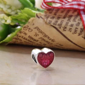 PANDORA Latin Love Heart Charm, Transparent Cerise Enamel - 792048EN117 PANDORA Latin Love Heart Charm, Transparent Cerise Enamel - 792048EN117