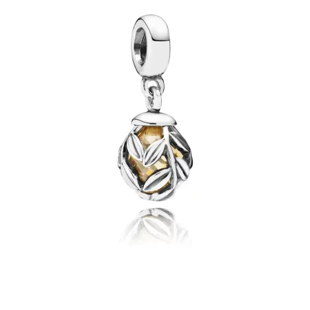 PANDORA Laurel Leaves, Golden Colored Cz Pendant Charm - 791407CCZ