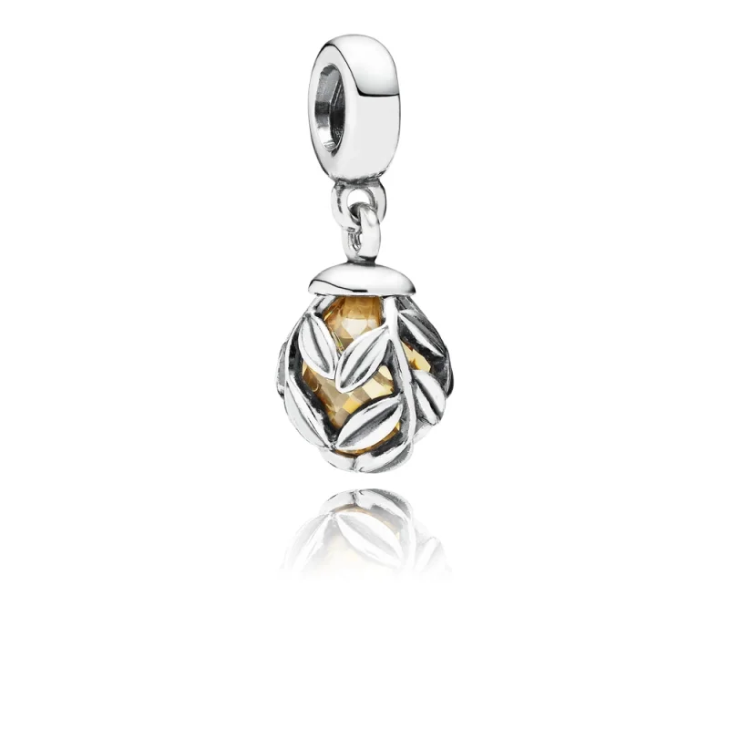 (image for) PANDORA Laurel Leaves, Golden Colored Cz Pendant Charm - 791407CCZ - Product Image
