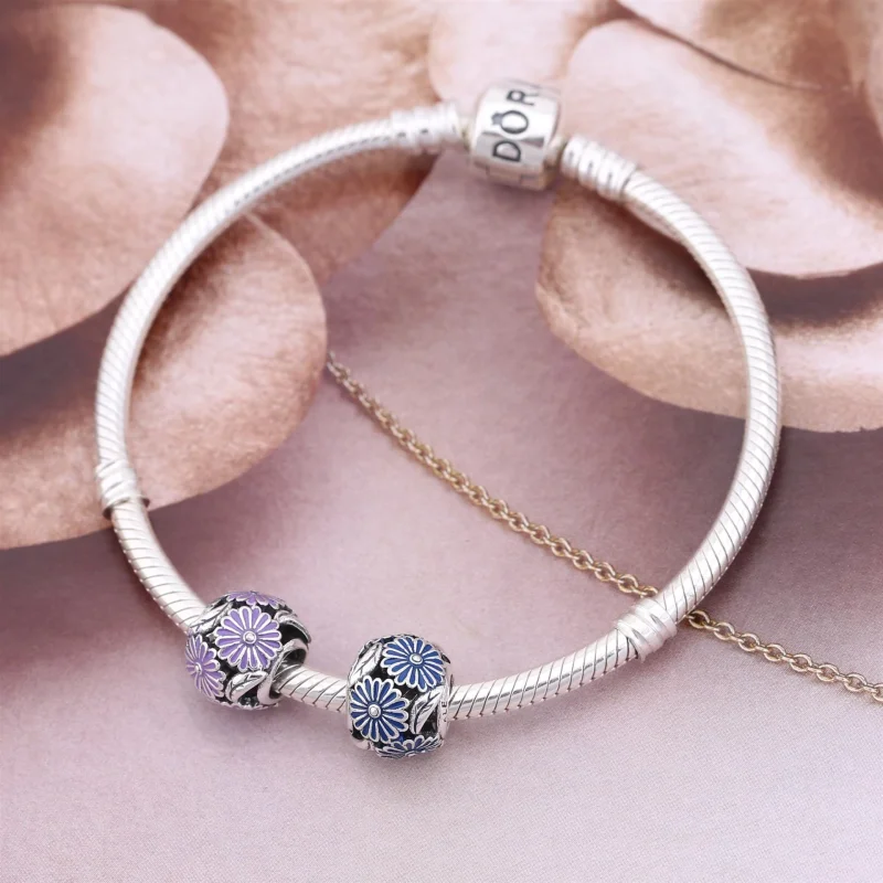 (image for) PANDORA Lavender Daisy Meadow Charm - 791487EN66 - View 2