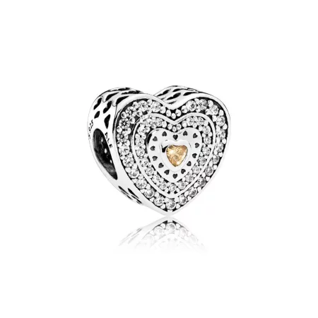 PANDORA Lavish Heart Fancy-Colored Clear CZ Charm - 792081FCZ