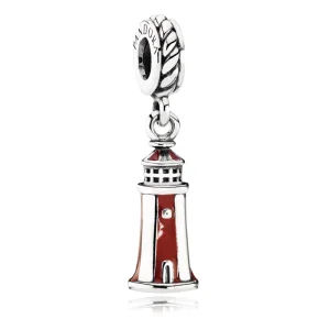 (image for) PANDORA Lighthouse Dangle, red white enamel - 791137EN42