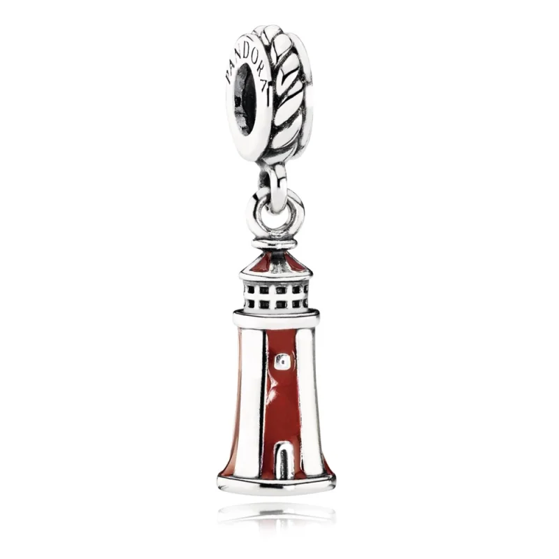 (image for) PANDORA Lighthouse Dangle, red white enamel - 791137EN42 - Product Image