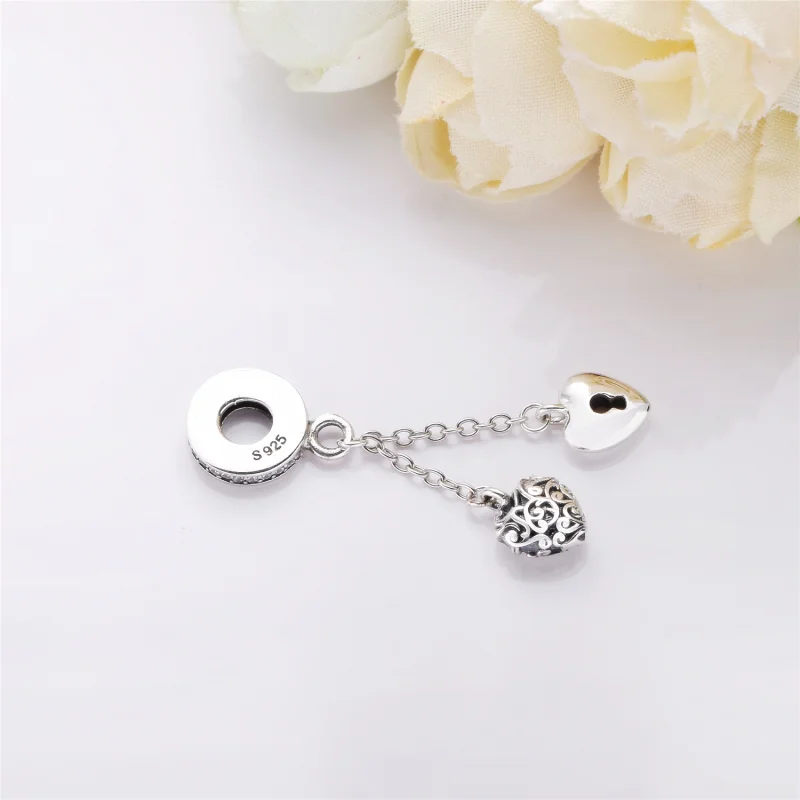 (image for) PANDORA Lock & Heart Dangle Charm, Clear CZ - 797642CZ - View 3
