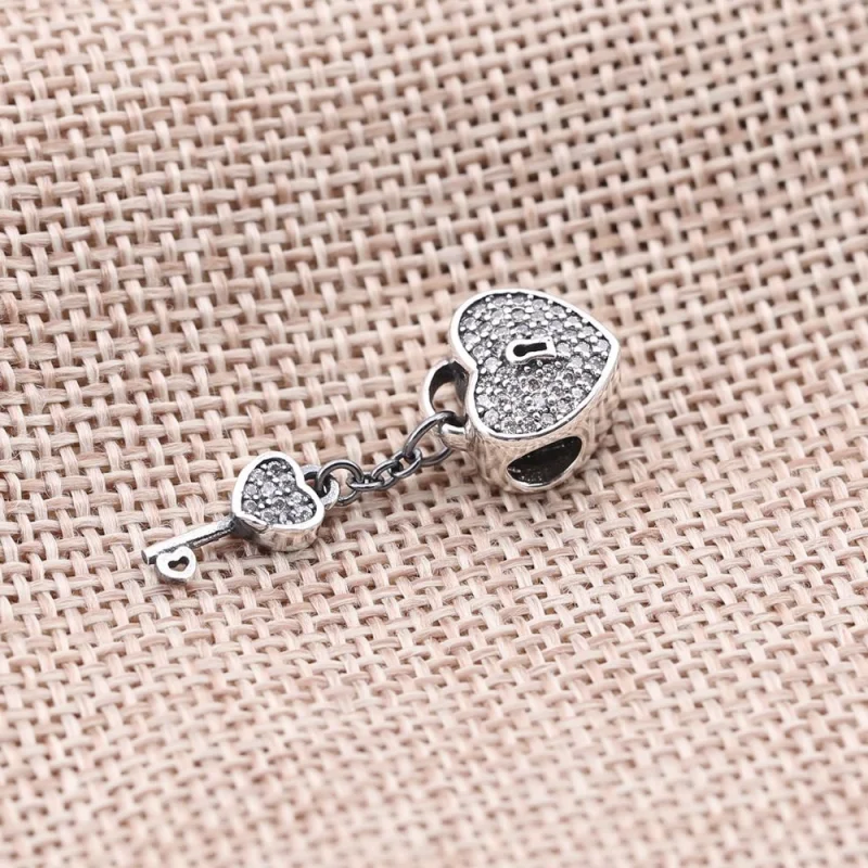 (image for) PANDORA Lock of Love Heart Charm - 791429CZ - View 2