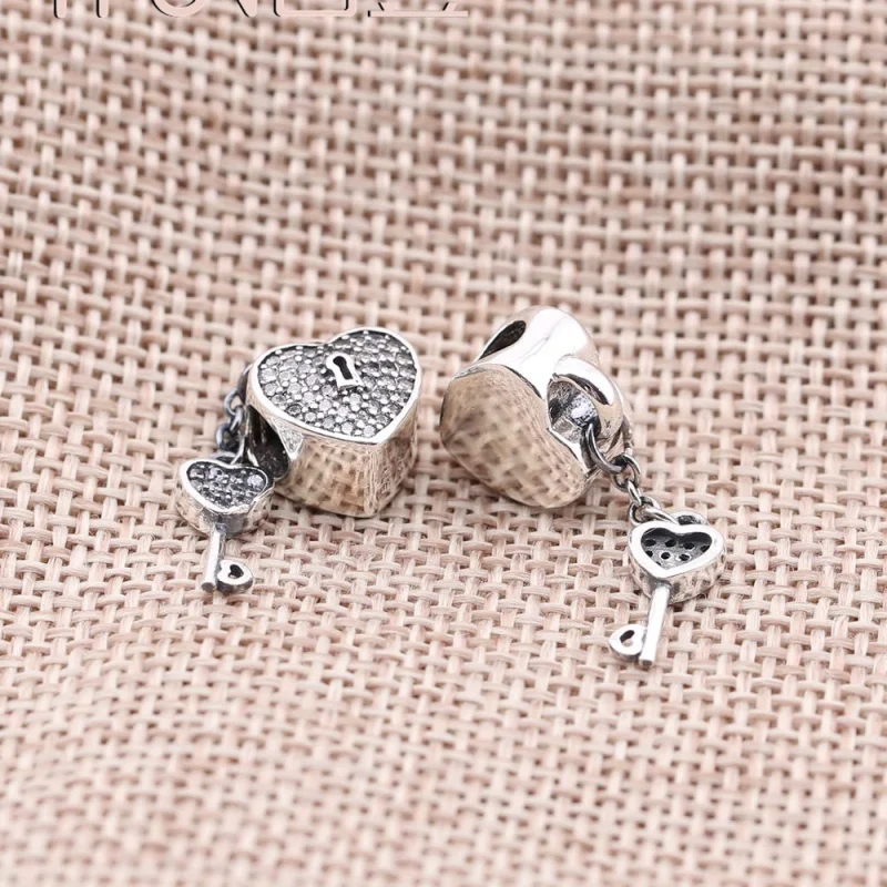 (image for) PANDORA Lock of Love Heart Charm - 791429CZ - View 3