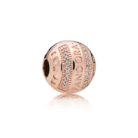 PANDORA Logo Rose Gold Hearts Clip - 787433CZ