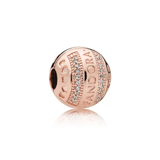 PANDORA Logo Rose Gold Hearts Clip - 787433CZ