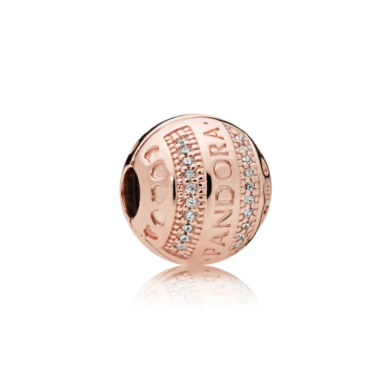 (image for) PANDORA Logo Rose Gold Hearts Clip - 787433CZ - Product Image