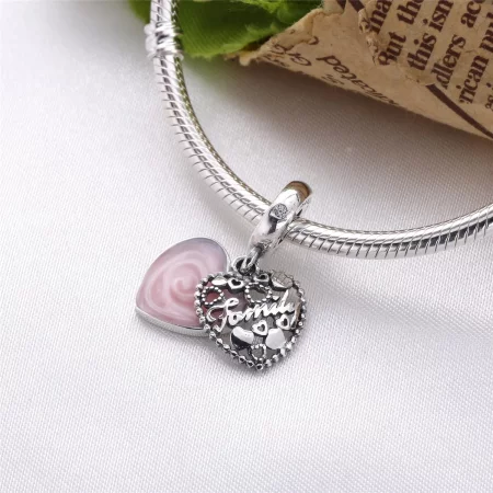 PANDORA Love Makes A Family Dangle Charm, Pink Enamel & Clear CZ - 796459EN28