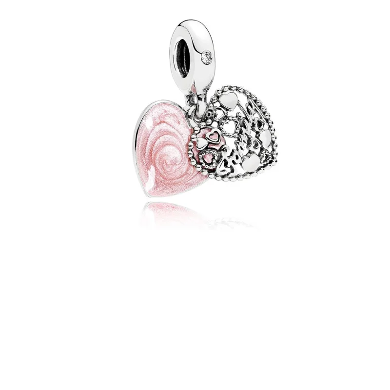 (image for) PANDORA Love Makes A Family Dangle Charm, Pink Enamel & Clear CZ - 796459EN28 - Product Image