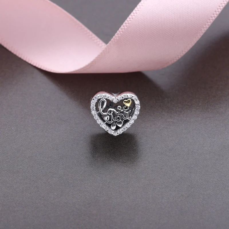 (image for) PANDORA Love Script Charm, Clear CZ - 792037CZ - View 2