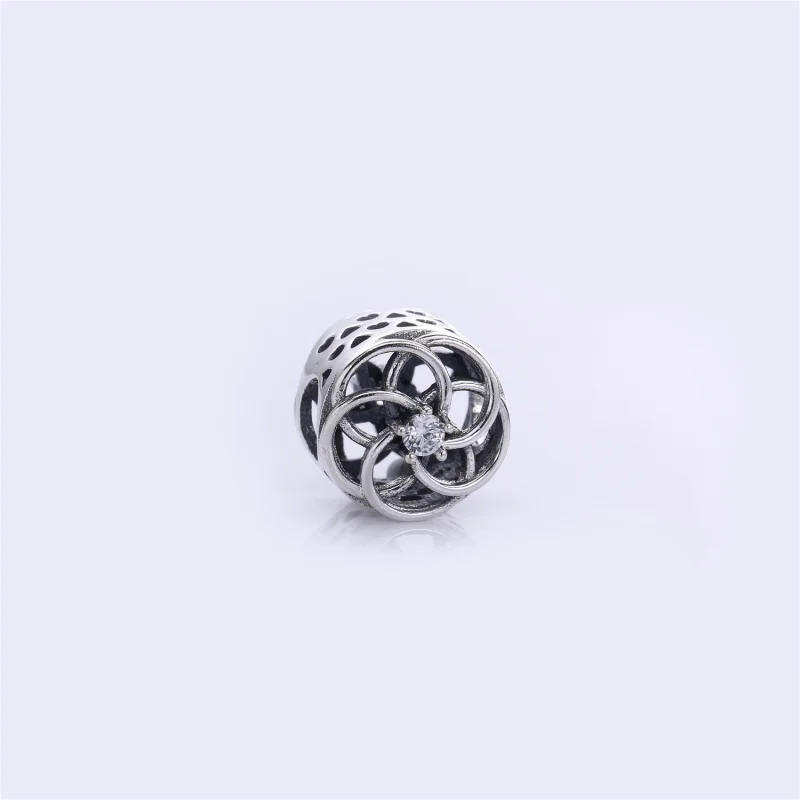 (image for) PANDORA Loving Bloom Charm, 14K Gold Clear CZ - 750598CZ - View 2