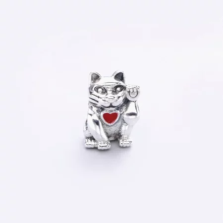 PANDORA Lucky Cat Charm, Pink Enamel - 790989EN05