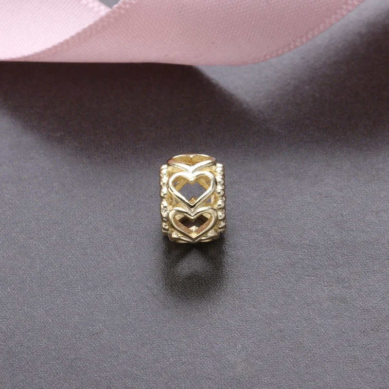 (image for) PANDORA Lucky In Love Heart Spacer, 14K Gold - 750813 - View 3