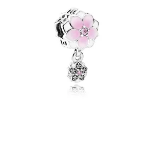 PANDORA Magnolia Bloom Pale Cerise Enamel Pink Clear CZ Da Dangle - 792077PCZ (image for) PANDORA Magnolia Bloom Pale Cerise Enamel Pink Clear CZ Da Dangle - 792077PCZ
