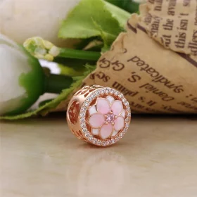 PANDORA Magnolia Bloom Pale Cerise Enamel Pink CZ Charm - 792085PCZA PANDORA Magnolia Bloom Pale Cerise Enamel Pink CZ Charm - 792085PCZA