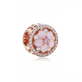 PANDORA Magnolia Bloom Pale Cerise Enamel Pink CZ Charm - 792085PCZA PANDORA Magnolia Bloom Pale Cerise Enamel Pink CZ Charm - 792085PCZA