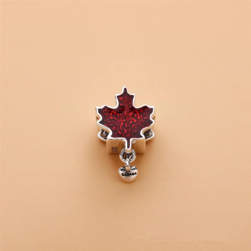 (image for) PANDORA Maple leaf silver charm with red enamel - 797207EN07 - View 2