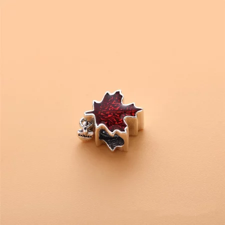 PANDORA Maple leaf silver charm with red enamel - 797207EN07