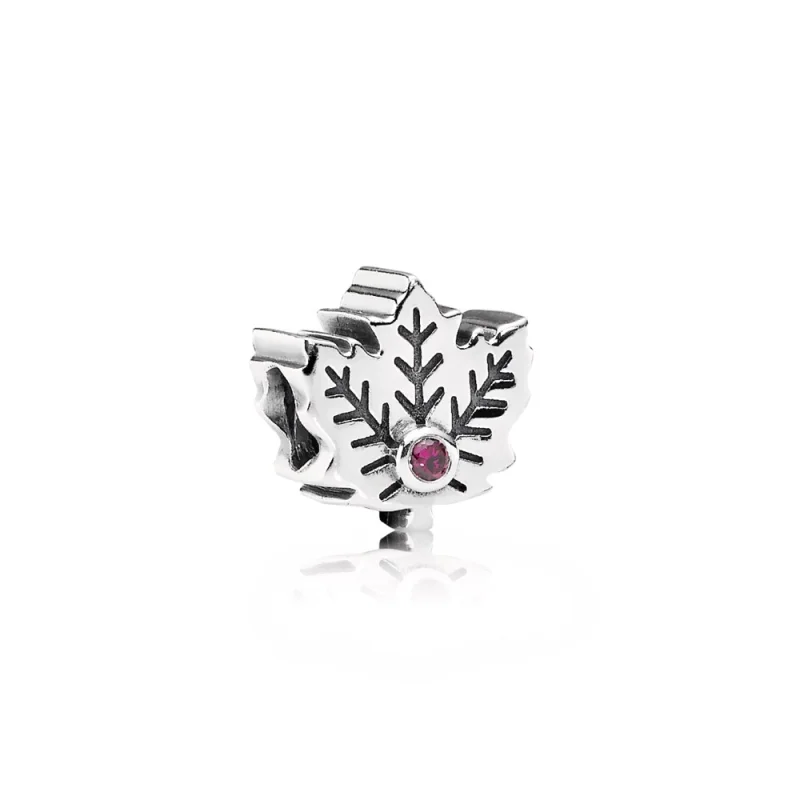 (image for) PANDORA Maple Leaf, Synthetic Ruby Charm - 791215SRU - Product Image
