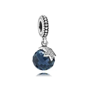 (image for) PANDORA Moon Star, Midnight Blue Crystal Clear Cz Pe Dangle - 791392NBC