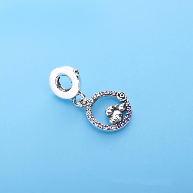 (image for) PANDORA Mother Baby Bird Dangle Charm, Soft Pink Lilac Crystals Clear CZ - 79706 - View 3