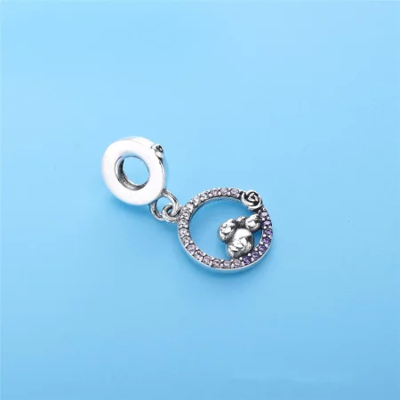 PANDORA Mother Baby Bird Dangle Charm, Soft Pink Lilac Crystals Clear CZ - 797060NPRMX