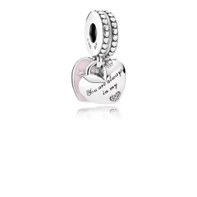 PANDORA Mother Daughter Hearts Soft Pink Enamel Clea Dangle - 792072en40 PANDORA Mother Daughter Hearts Soft Pink Enamel Clea Dangle - 792072en40