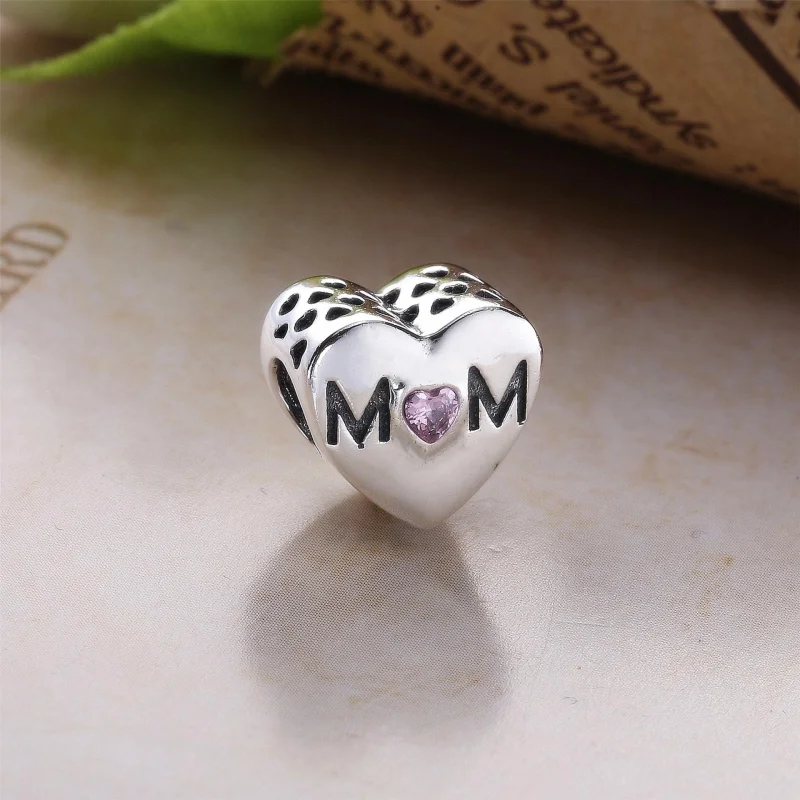 (image for) PANDORA Mother Heart Charm, Pink CZ - 791881PCZ - View 3
