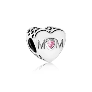 (image for) PANDORA Mother Heart Charm, Pink CZ - 791881PCZ