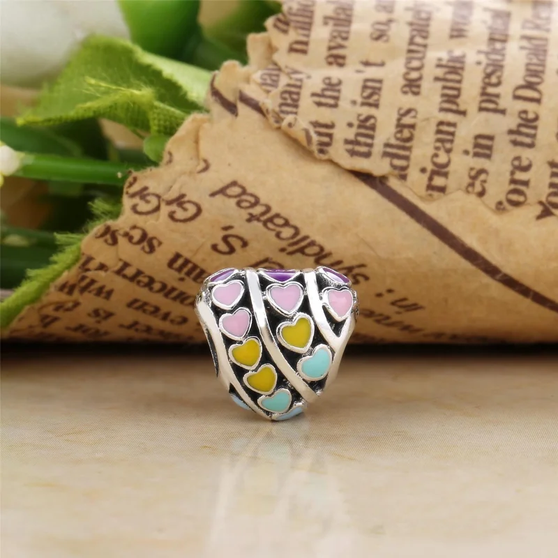 (image for) PANDORA Multi-Color Hearts Charm, Mixed Enamel - 797019ENMX - View 2