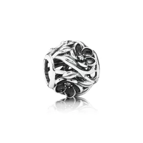 PANDORA Mystic Floral, Clear Cz Black Enamel Charm - 791409CZ PANDORA Mystic Floral, Clear Cz Black Enamel Charm - 791409CZ