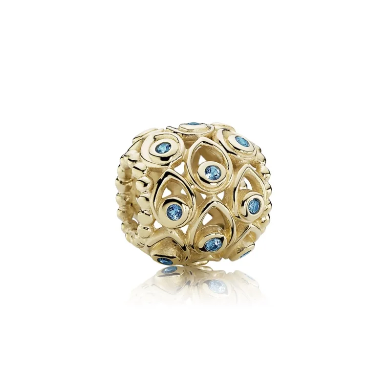 (image for) PANDORA Ocean Treasures Charm, Deep Blue Topaz 14K Gold - 750817TPP - Product Image