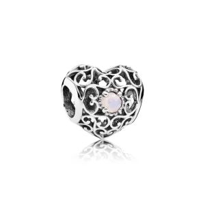 (image for) PANDORA October Signature Heart Birthstone Charmora E Charm - 791784NOP