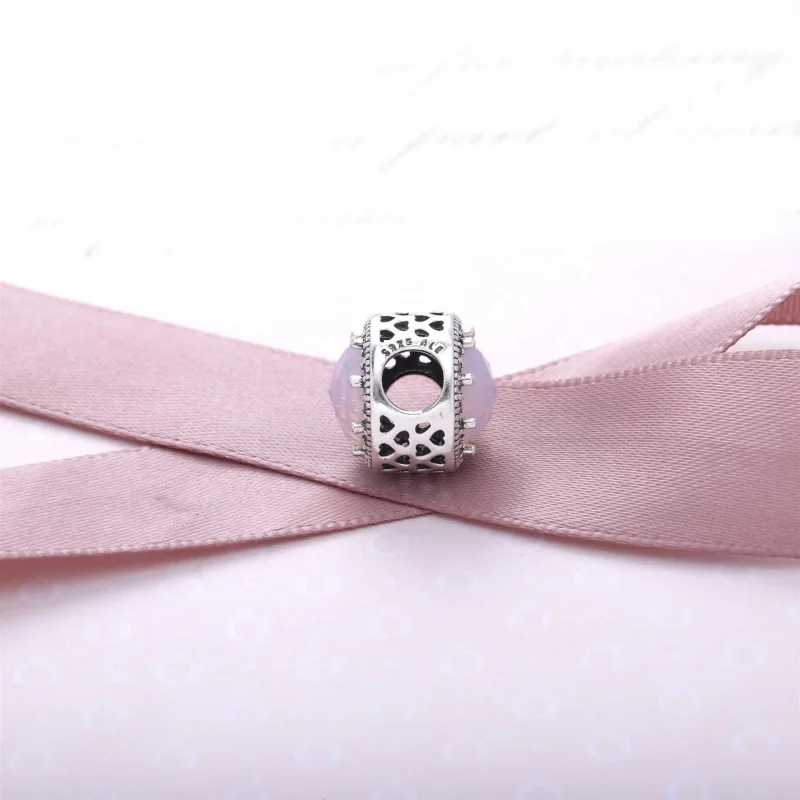 (image for) PANDORA Opalescent Pink Radiant Hearts Charm - 791725NOP - View 3