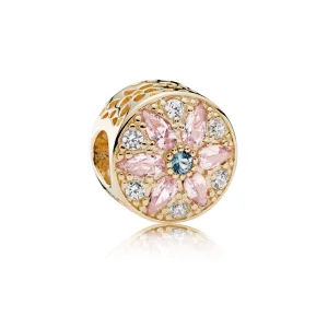 (image for) PANDORA Opulent Floral Charm, 14K Gold, Multi-Colored Crystals Clear CZ - 751003NBP