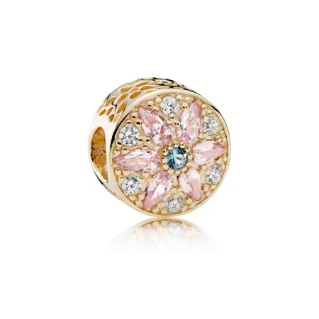 PANDORA Opulent Floral Charm, 14K Gold, Multi-Colored Crystals Clear CZ - 751003NBP