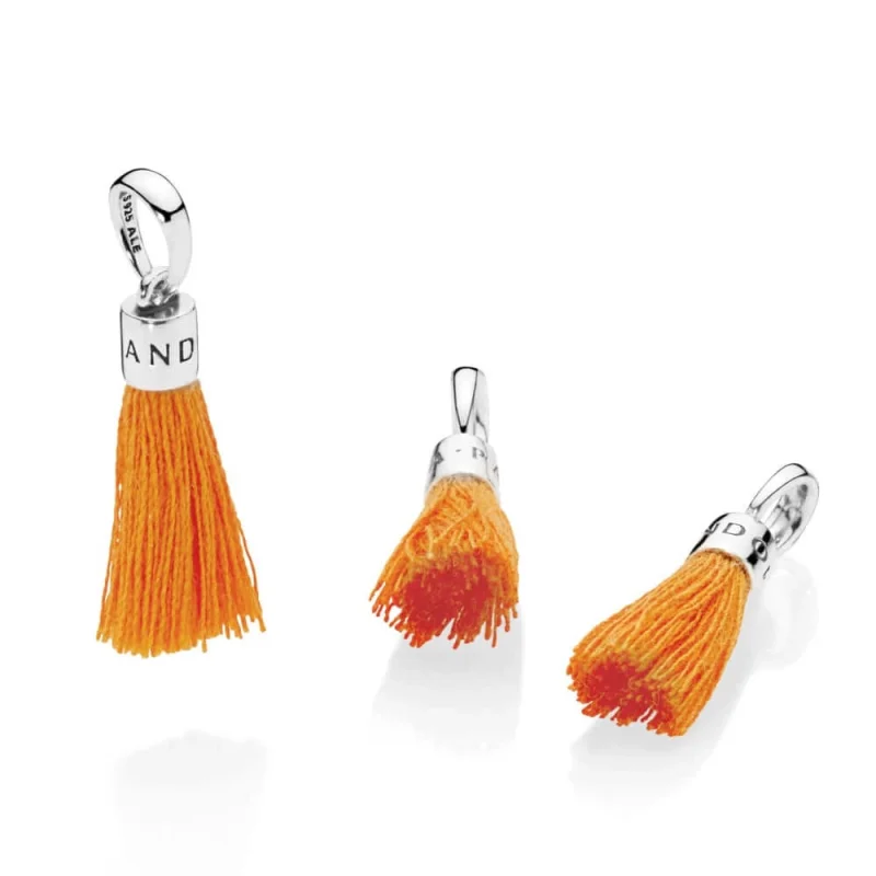 (image for) PANDORA Orange Fabric Tassel Dangle Charm - 797212COE - View 2