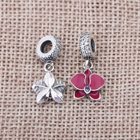 PANDORA Orchid Silver Pendant Charm - 791554EN69