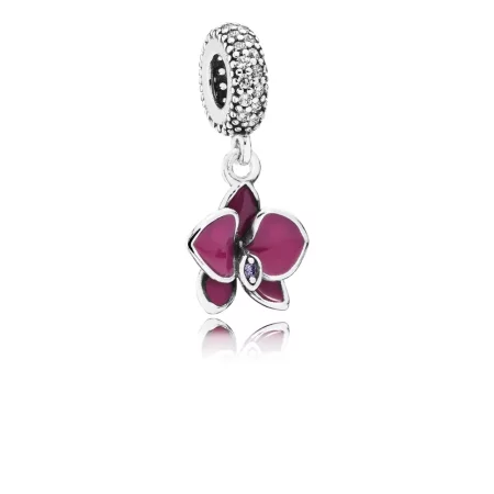 PANDORA Orchid Silver Pendant Charm - 791554EN69