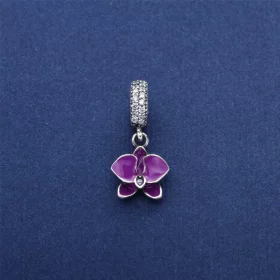PANDORA Orchid, White Enamel, Clear Orchid CZ Dangle Charm - 791554EN12 PANDORA Orchid, White Enamel, Clear Orchid CZ Dangle Charm - 791554EN12