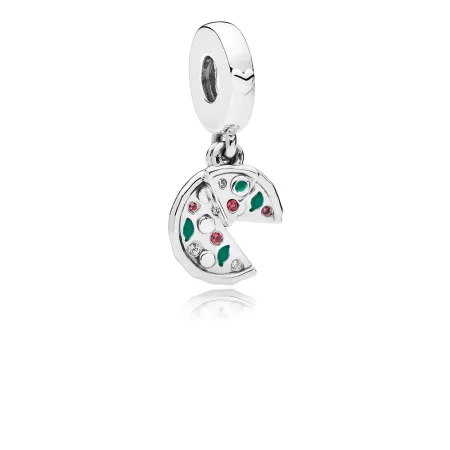 PANDORA Passion for Pizza Dangle Charm, Green Enamel, Red Crystal & Clear CZ - 797443CZ