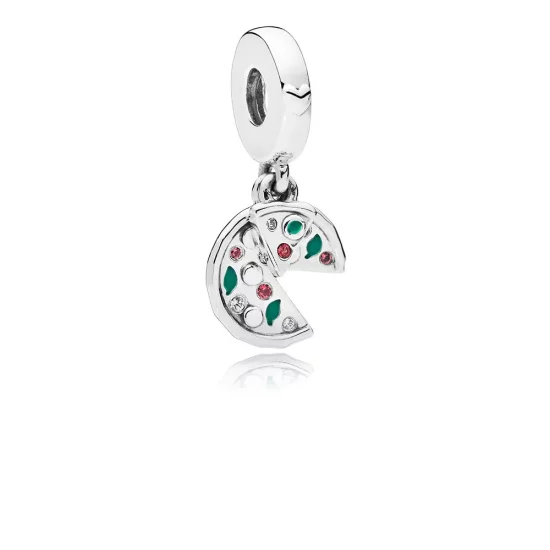 PANDORA Passion for Pizza Dangle Charm, Green Enamel, Red Crystal & Clear CZ - 797443CZ