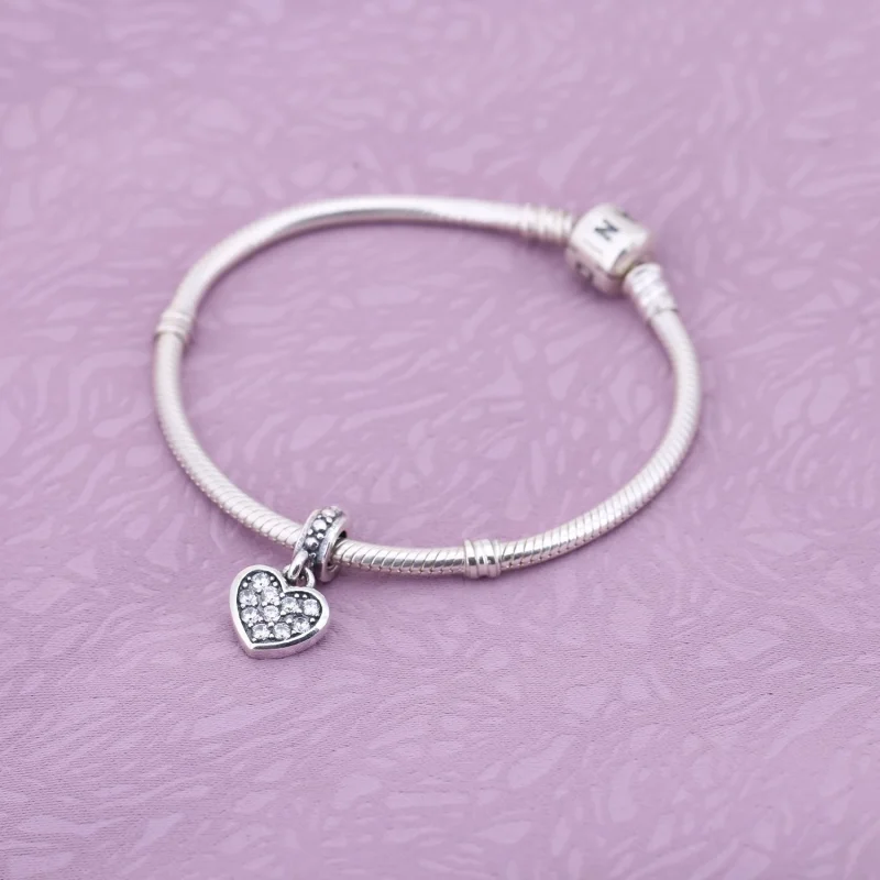 (image for) PANDORA Pavé Heart Pendant Charm - 791023CZ - View 2