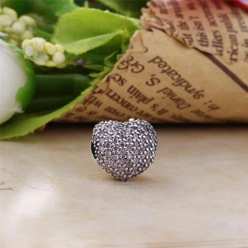 (image for) PANDORA Pavé Open My Heart Clip, Pink CZ - 791427pczA - View 3