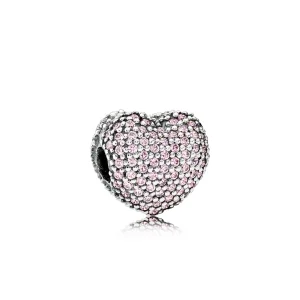 (image for) PANDORA Pavé Open My Heart Clip, Pink CZ - 791427PCZ