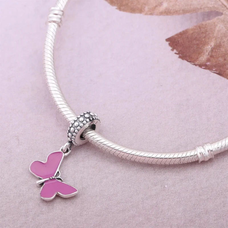 (image for) PANDORA Pink Butterfly Dangle - PJ00113-1 - View 4