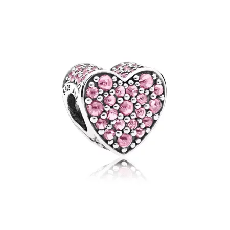 PANDORA Pink Dazzling Heart Pink CZ Charm - 792069PCZ